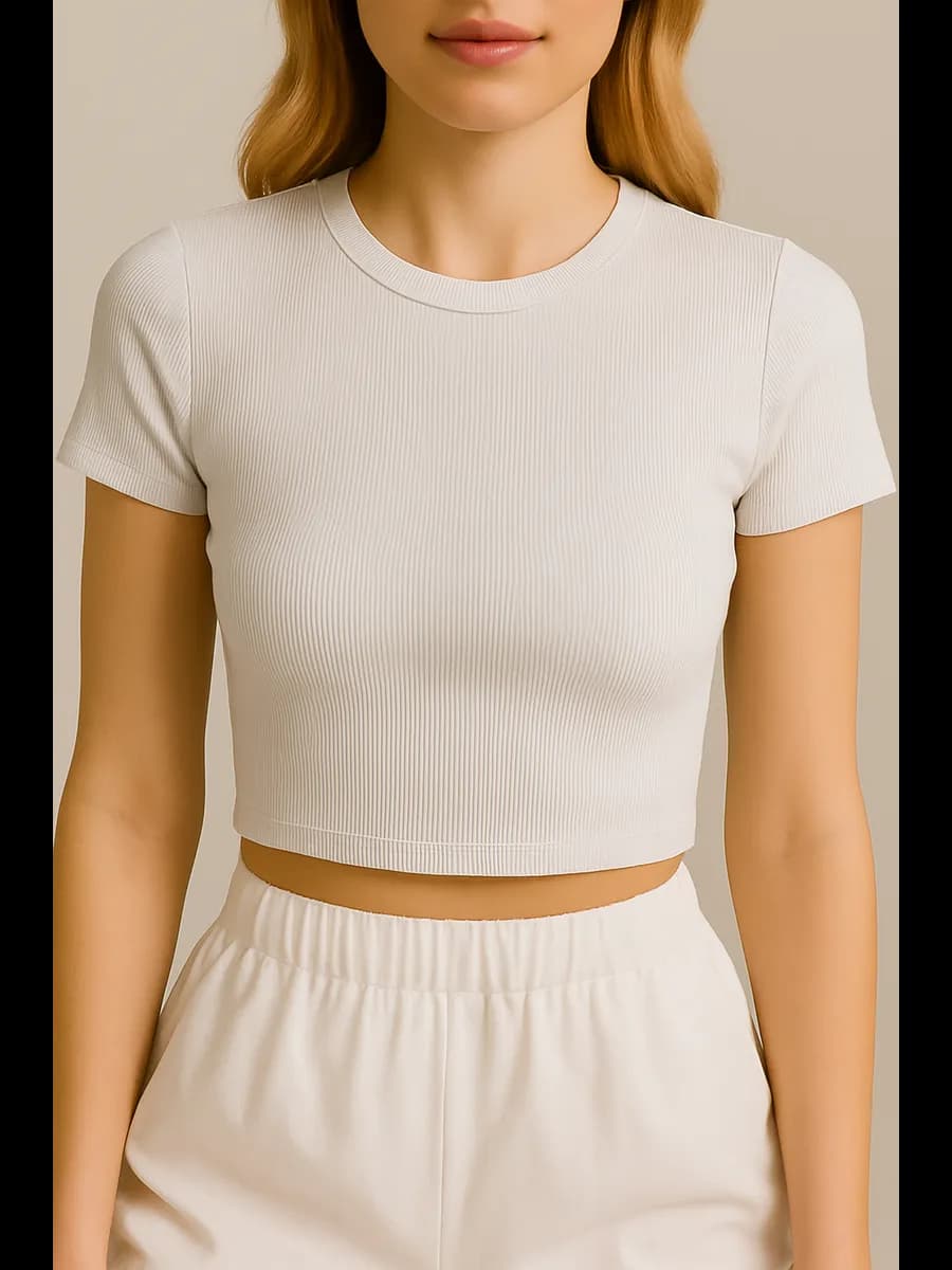 футболка топ в рубчик укороченный