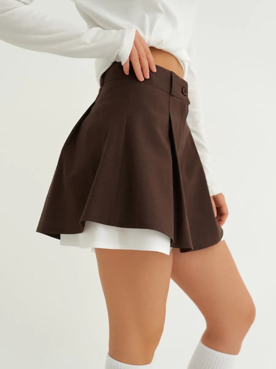 Юбка шорты летняя мини коричневая женская