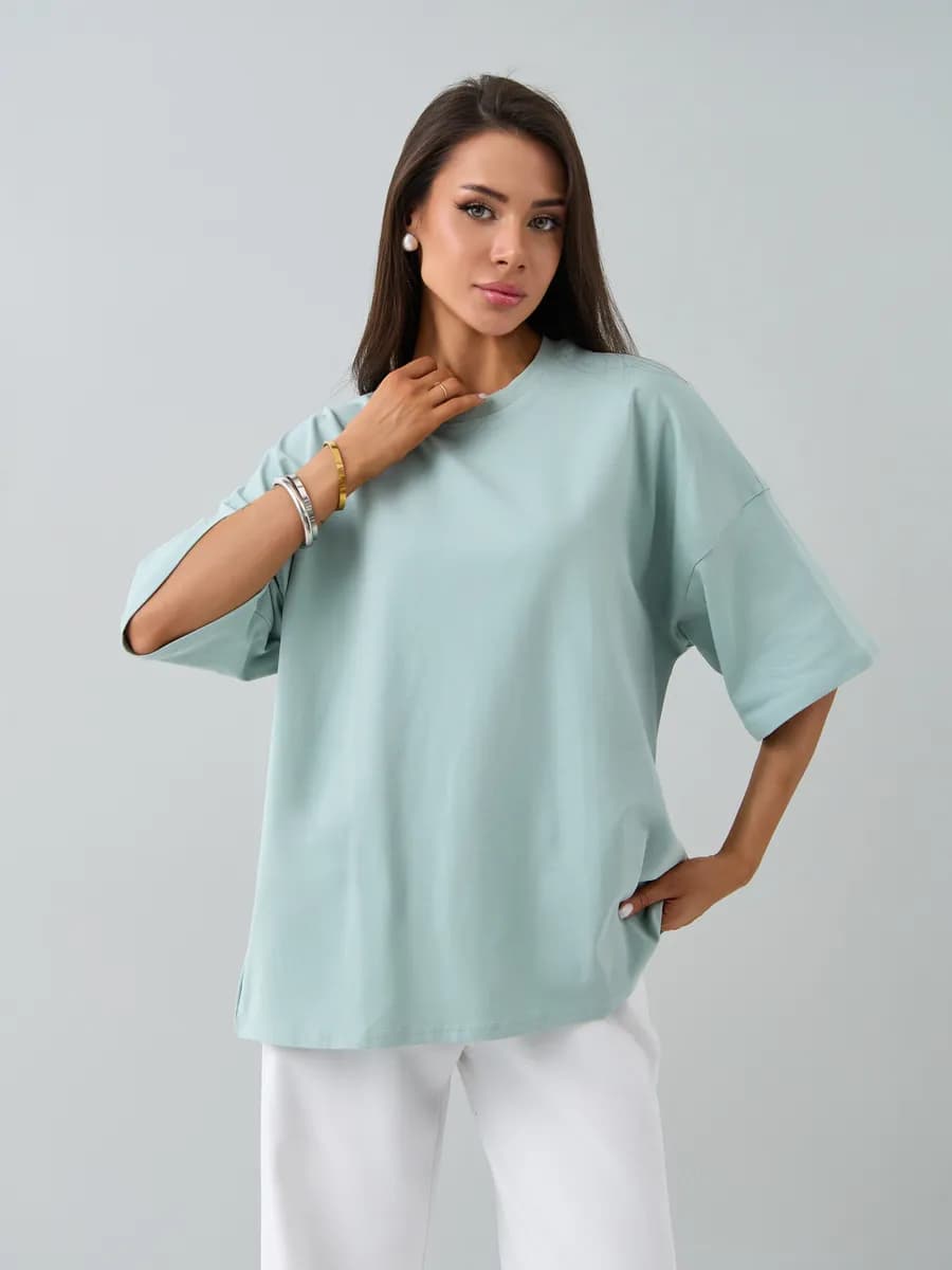 Футболка однотонная оверсайз - фото 1