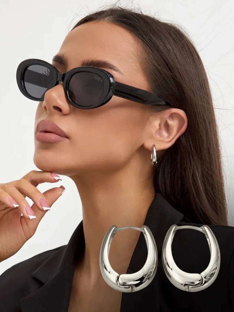 Серьги кольца конго с серебристым покрытием