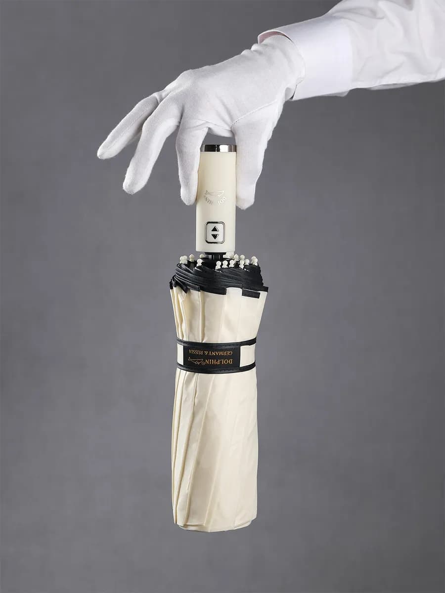 Бежевый зонт автомат антиветер 16 спиц двойных