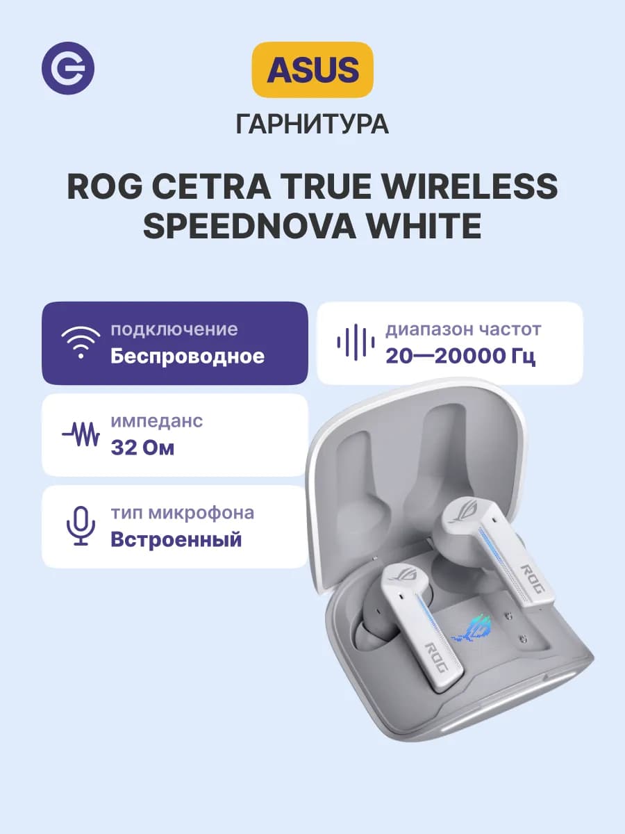 Гарнитура R55ES ROG CETRA TWS SPEEDNOVA WHITE