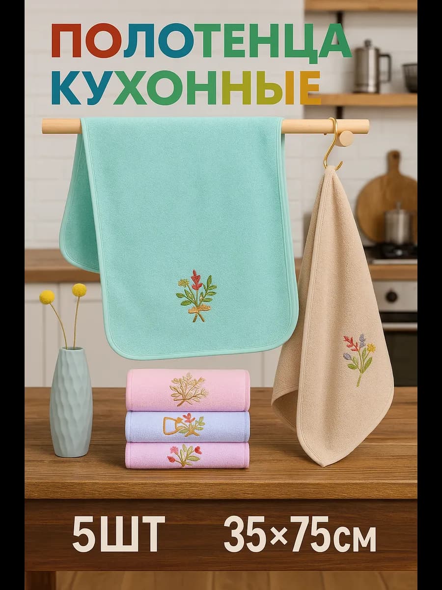 Полотенца кухонные из микрофибры набор подарочный