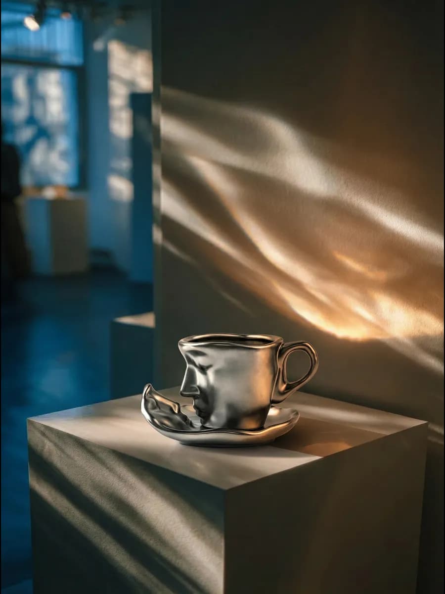 кружка с блюдцем серебристая pinterest