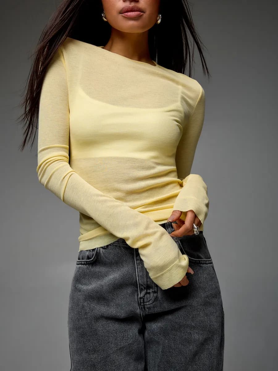 Полупрозрачный лонгслив с длинным рукавом