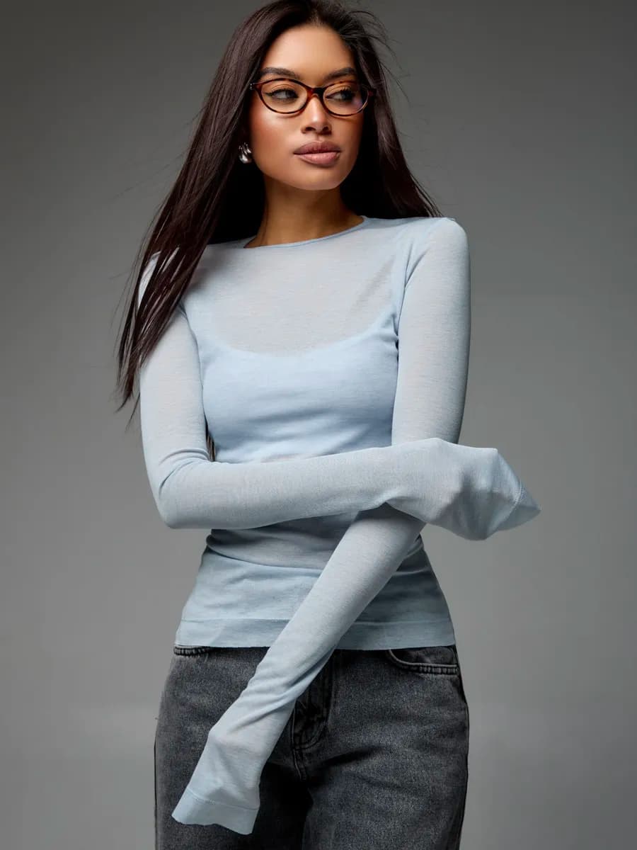 Полупрозрачный лонгслив с длинным рукавом