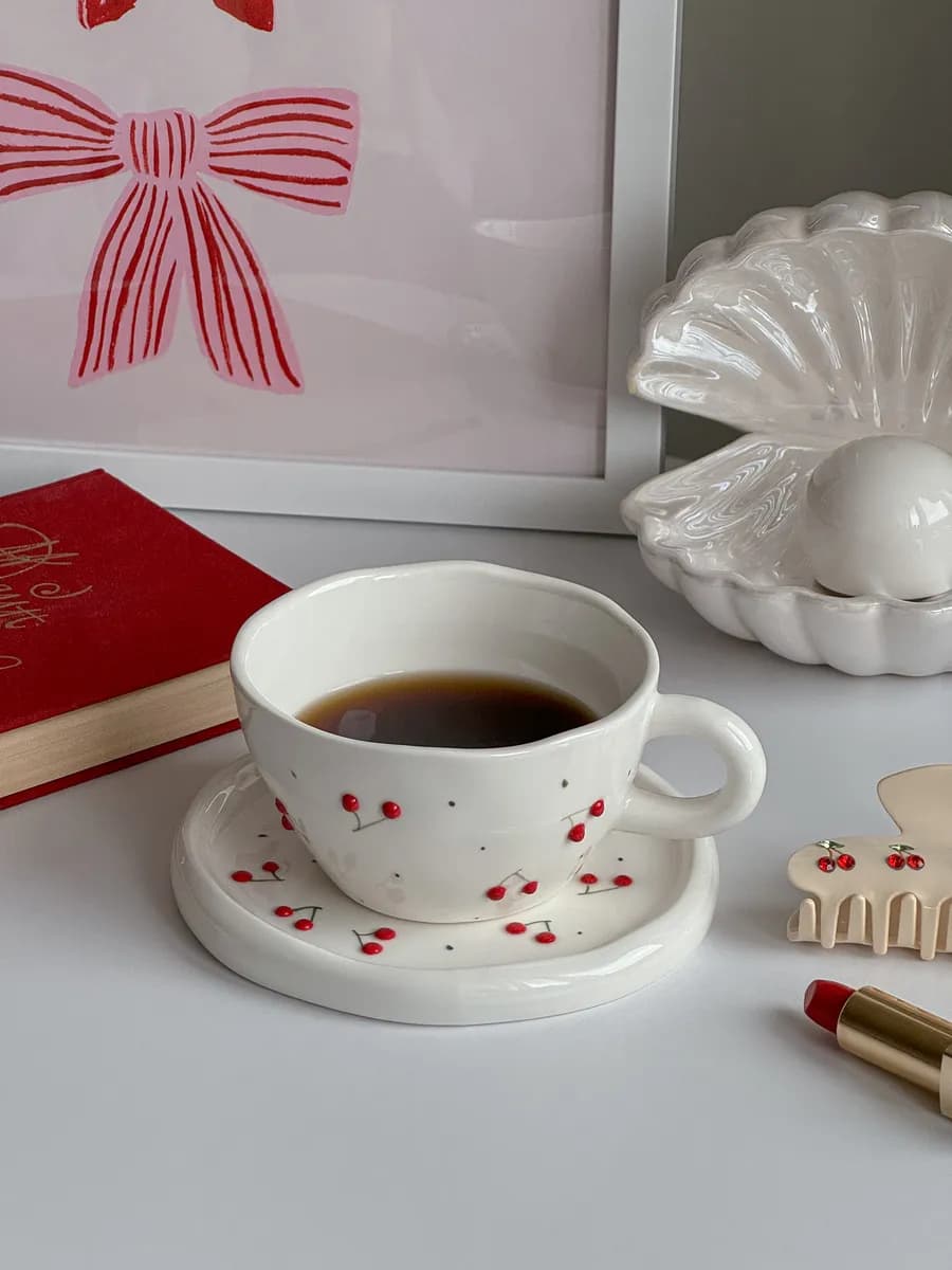 Чайная пара, набор блюдце и чашка, кружка ручной работы