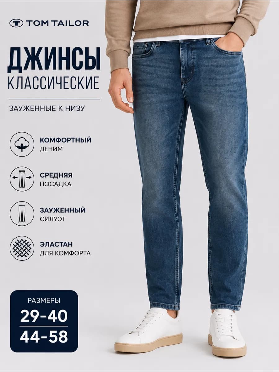 Джинсы мужские зауженные базовые классические