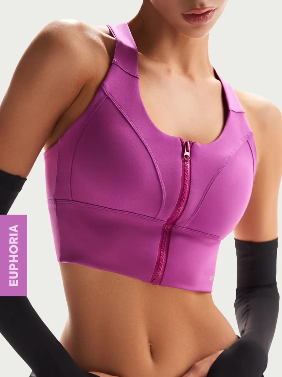 Топ бра спортивный для фитнеса с молнией спереди