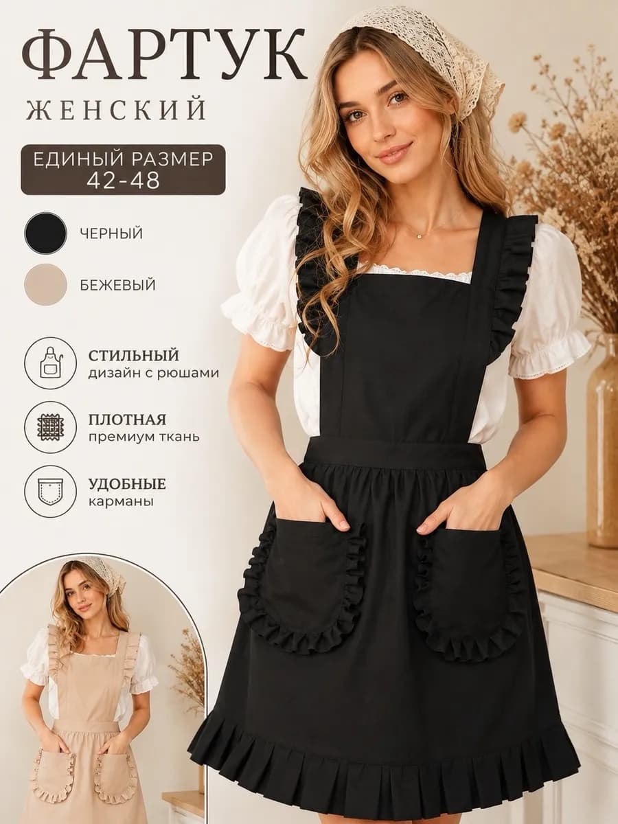 Фартук кухонный женский красивый с рюшами 42-48 размер