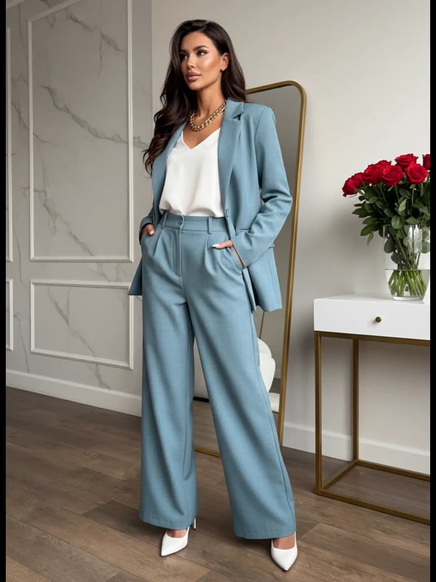 Костюм брючный деловой с пиджаком классический оверсайз