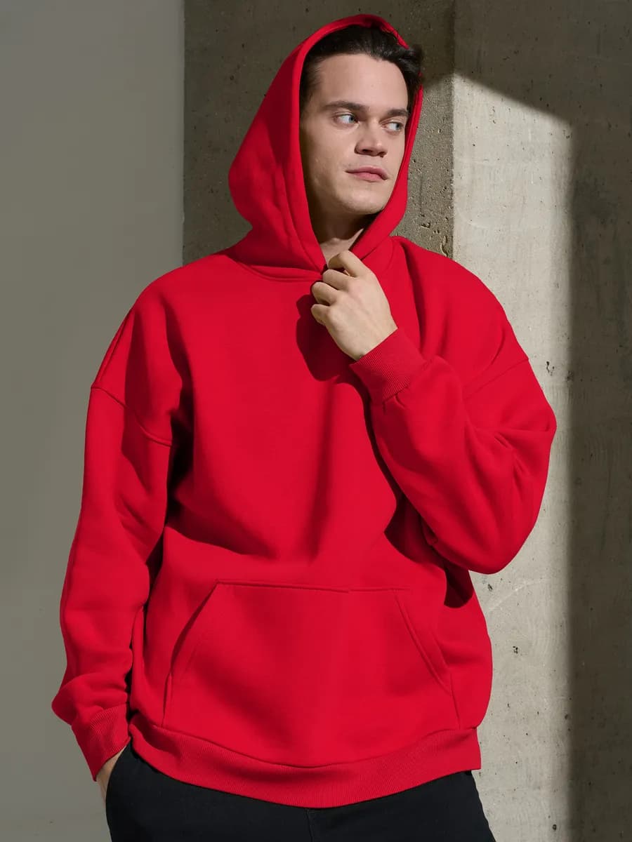 Худи оверсайз теплое с капюшоном и начесом