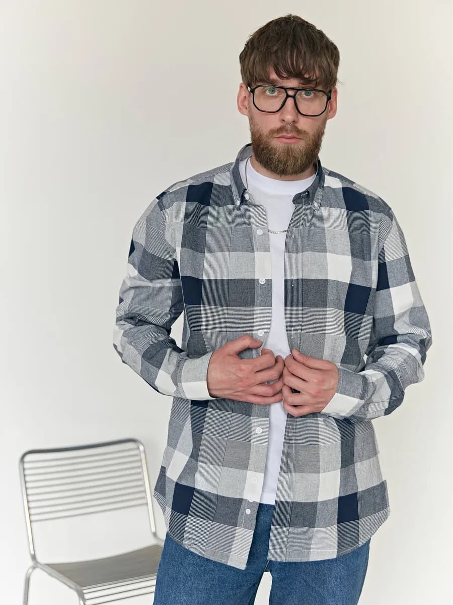 Рубашка клетчатая летняя - фото 1