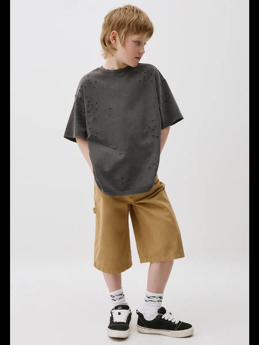 Свободные хлопковые шорты-бермуды для мальчиков