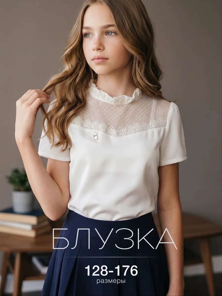 Блузка школьная с коротким рукавом