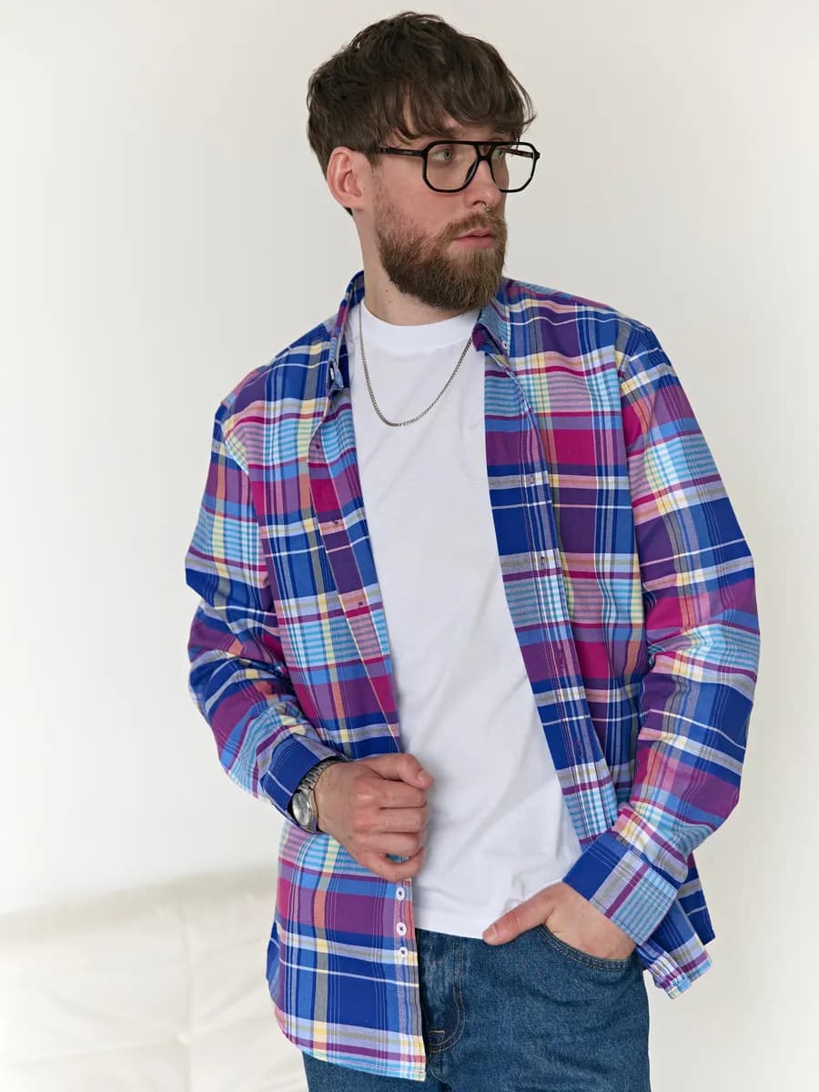 Рубашка клетчатая летняя - фото 1