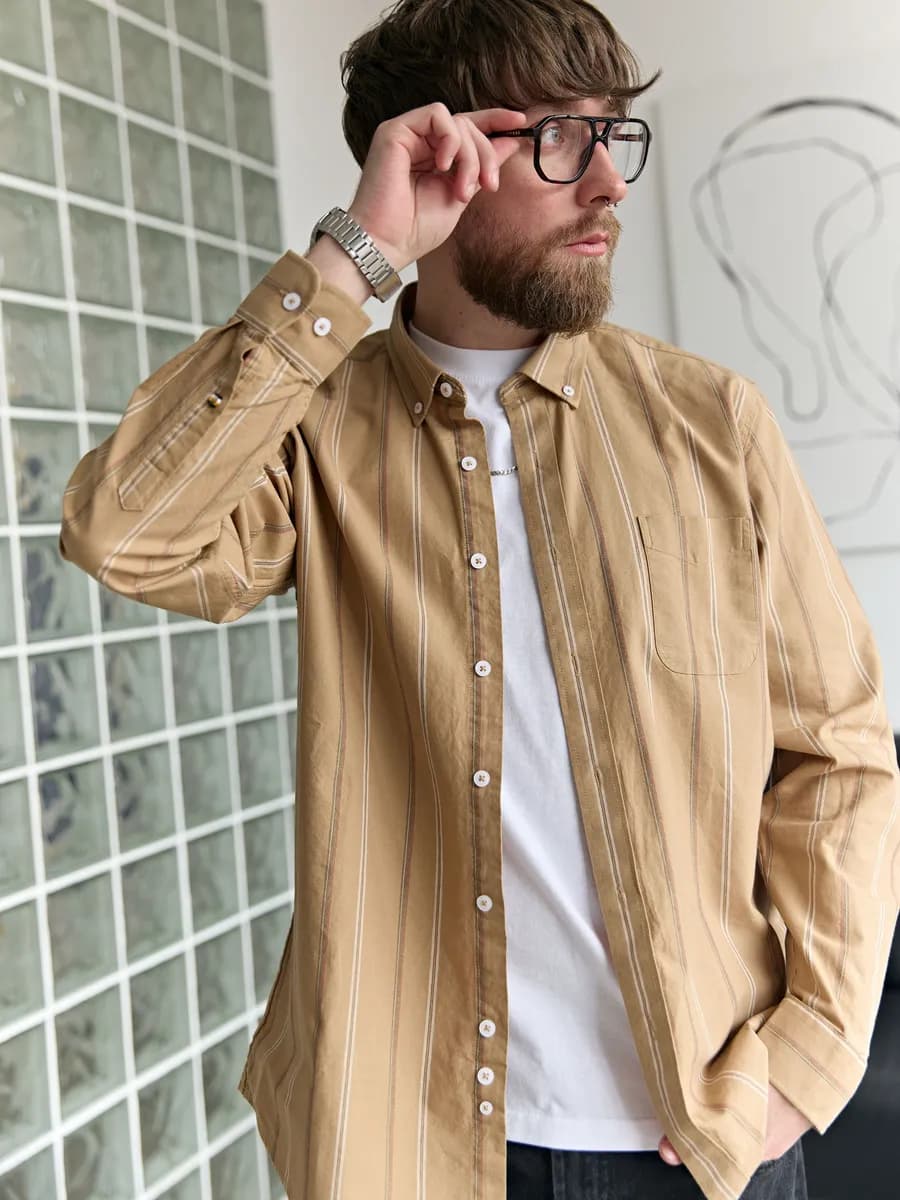 Рубашка летняя в полоску - фото 1