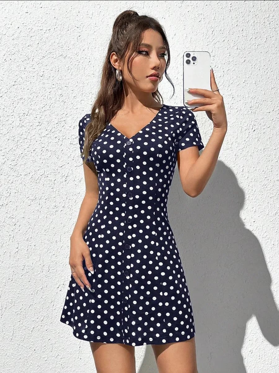 Платье летнее в горошек - фото 1