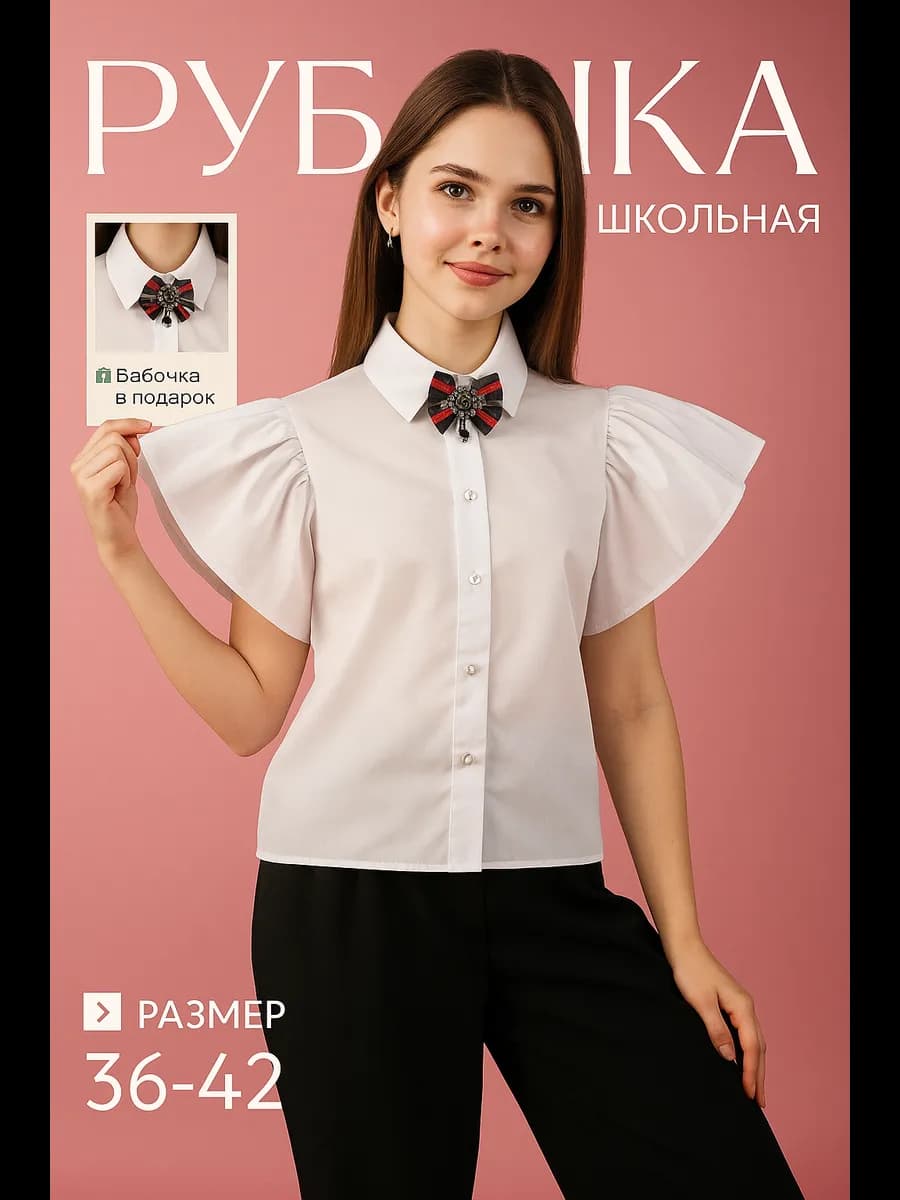 Школьная рубашка с коротким рукавом
