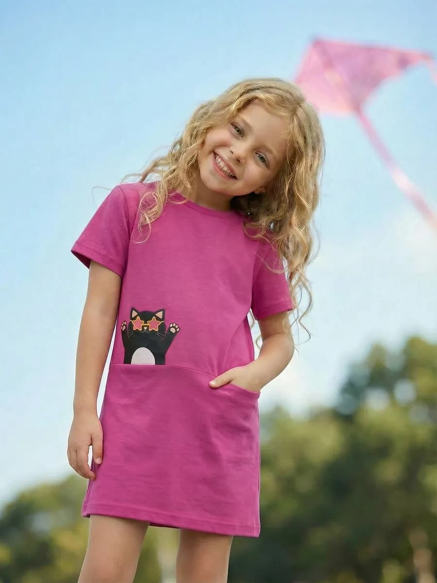 Платье в садик с карманом