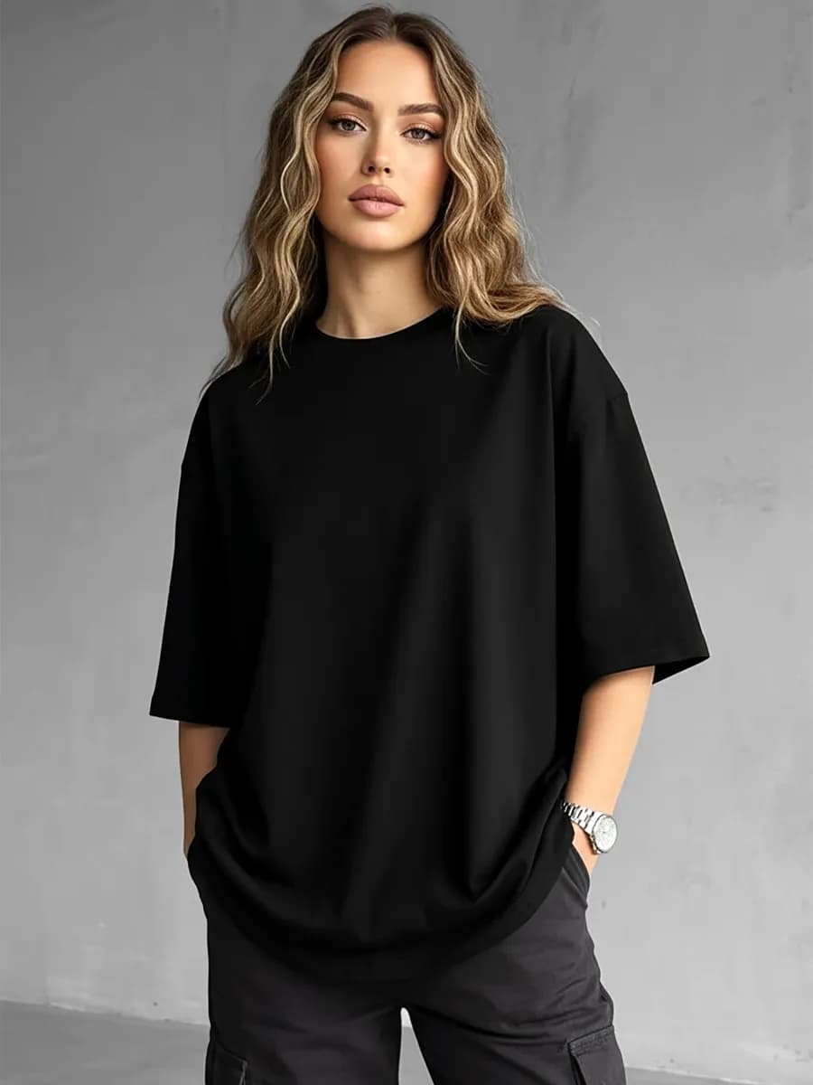 Футболка оверсайз однотонная черная