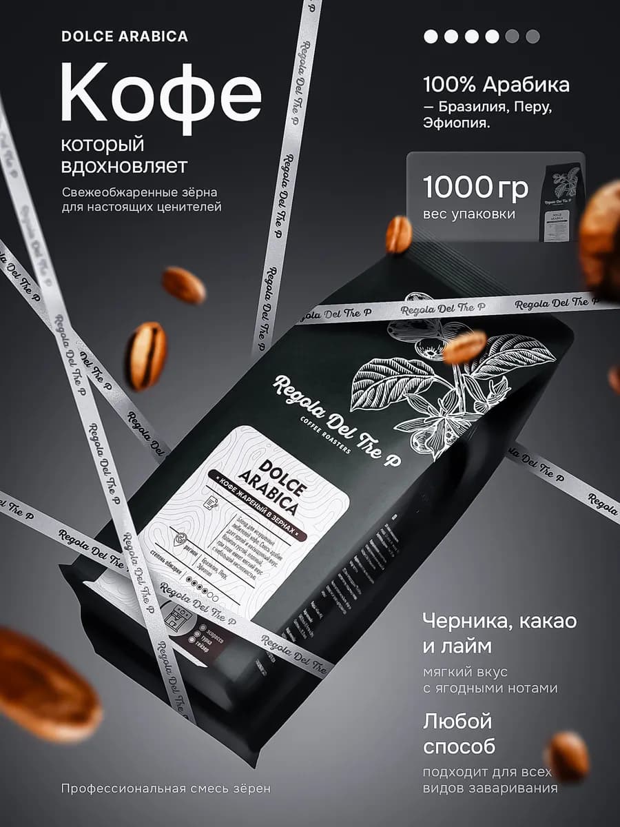 Кофе в зернах DOLCE ARABICA Арабика 100%, 1 кг