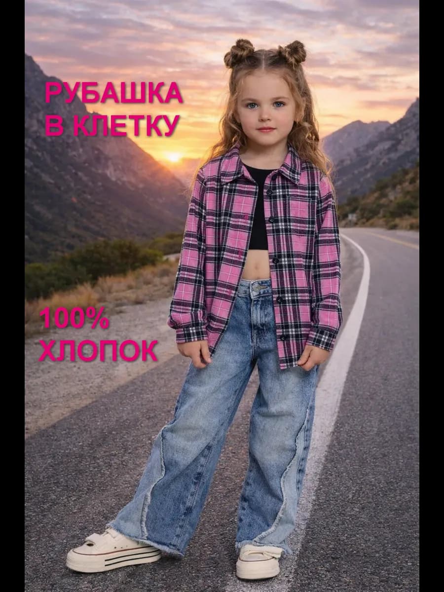 Рубашка в клетку трикотажная