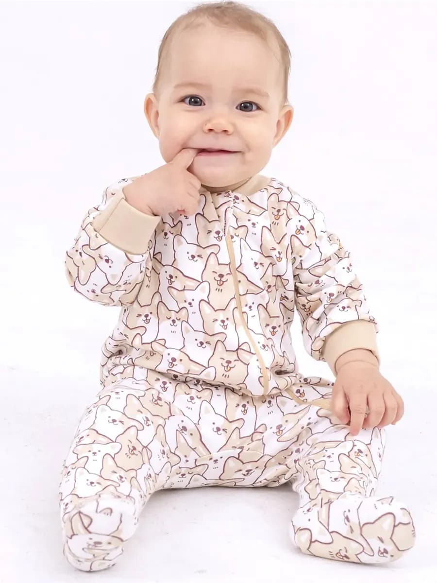 Комбинезон нательный слип для новорожденных на молнии