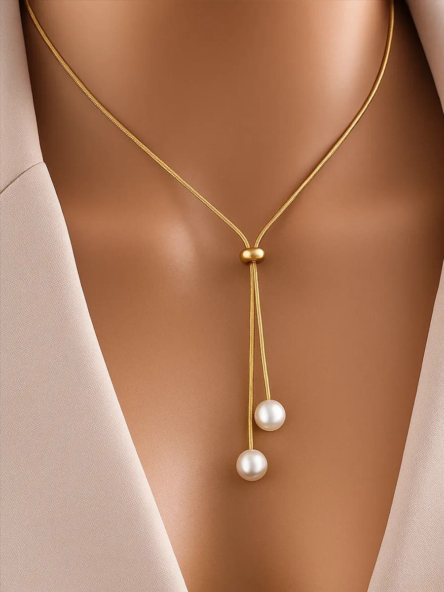 Колье на шею с подвеской жемчуг бижутерия