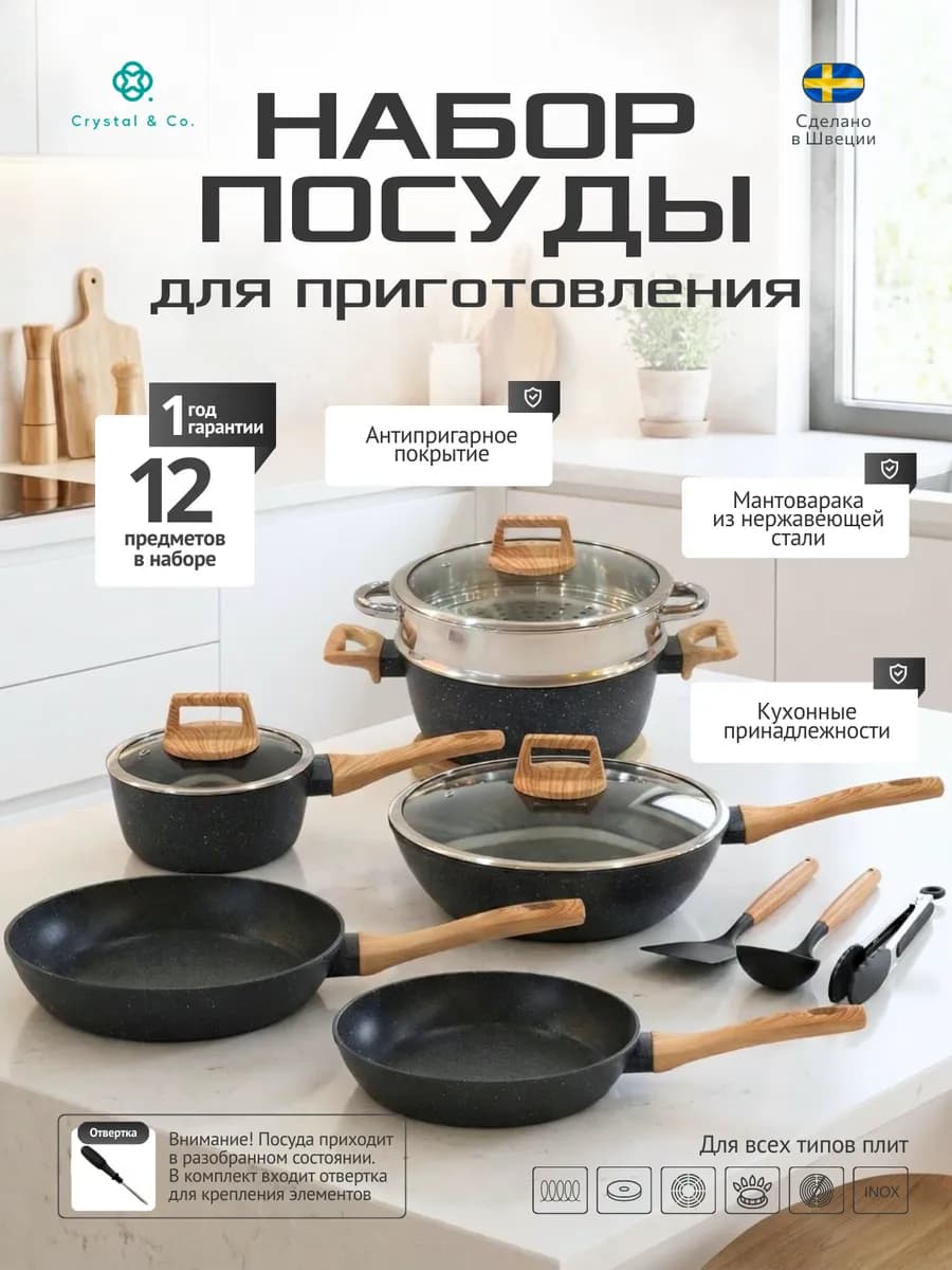 Набор посуды для приготовления кастрюли и сковороды