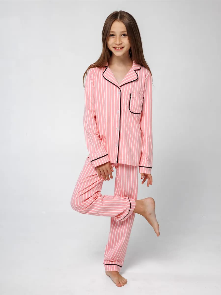 Пижама со штанами и рубашкой трикотажная хлопок