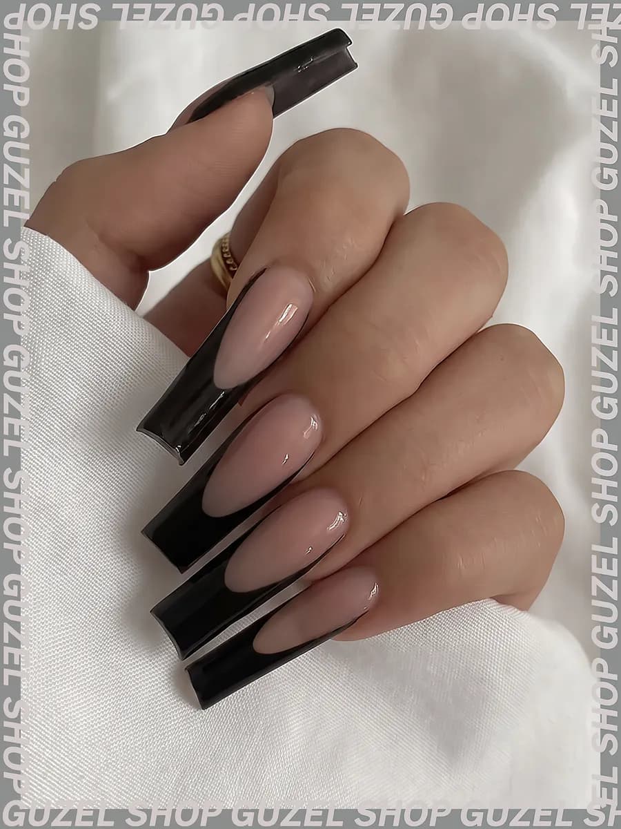 Накладные ногти с дизайном и клеем длинные квадрат