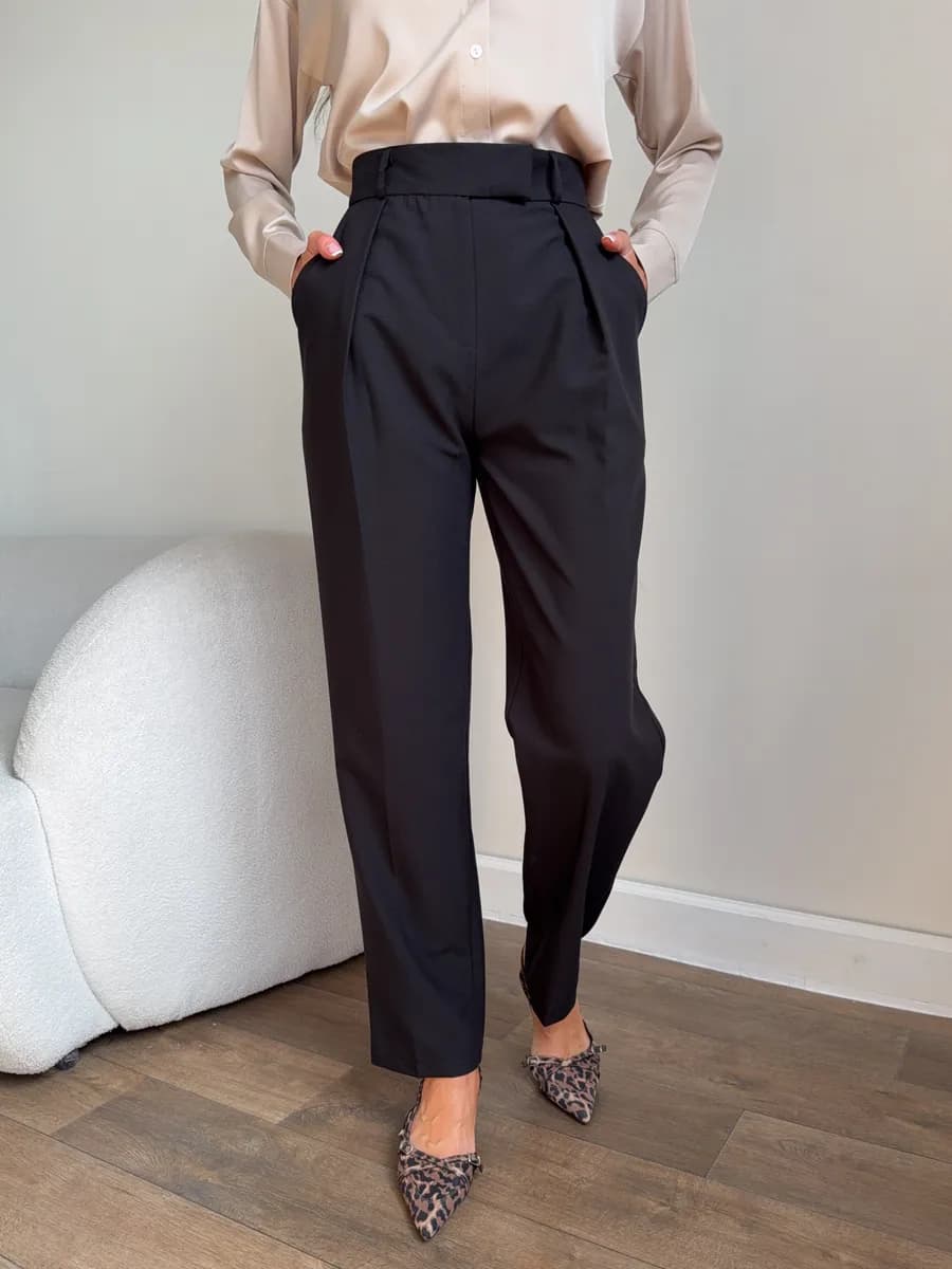 Брюки бананы с высокой посадкой офисные повседневные