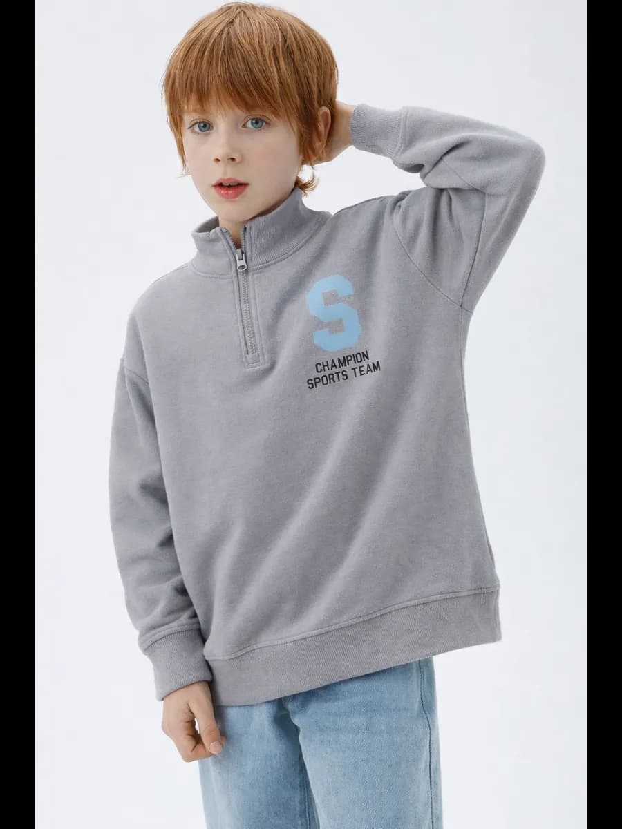 Толстовка без начеса с принтом