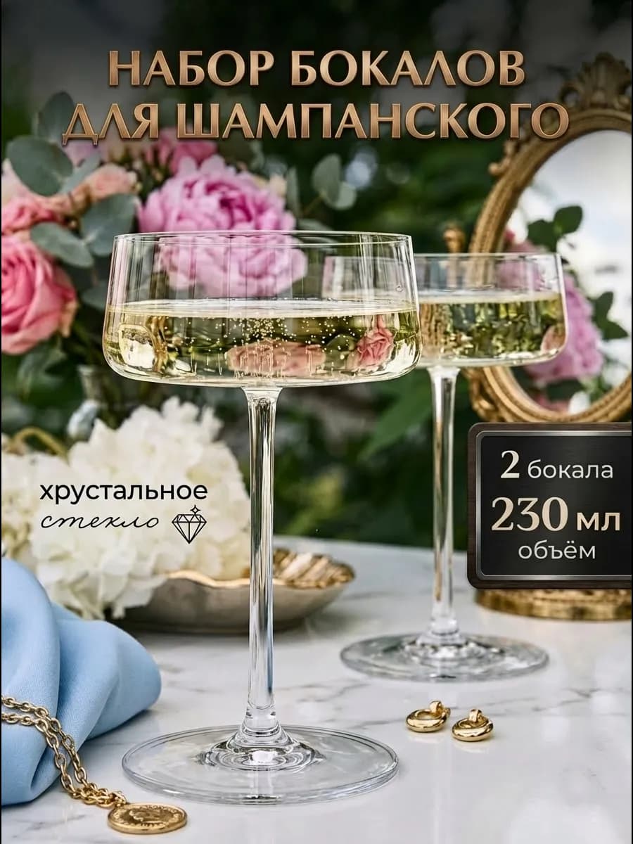 Бокалы для шампанского 2 шт креманки
