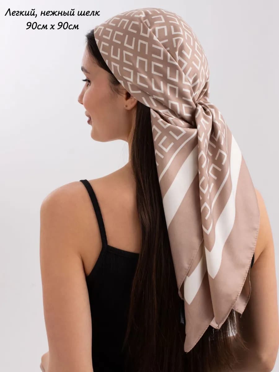 Платок косынка на голову и шею шелковый