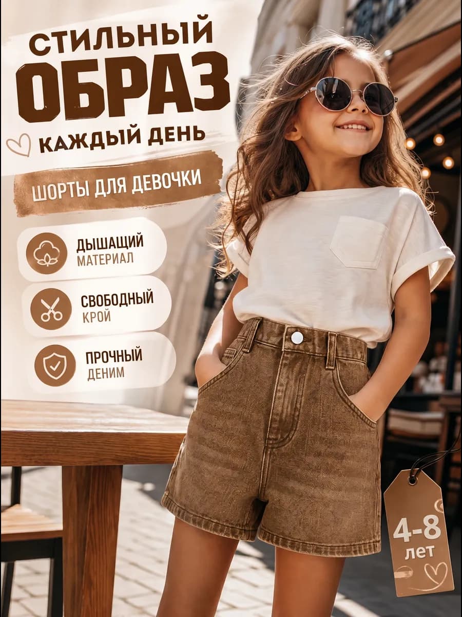 Шорты джинсовые широкие летние на резинке