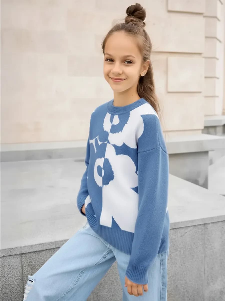 Джемпер для девочки подростка вязаный детский оверсайз