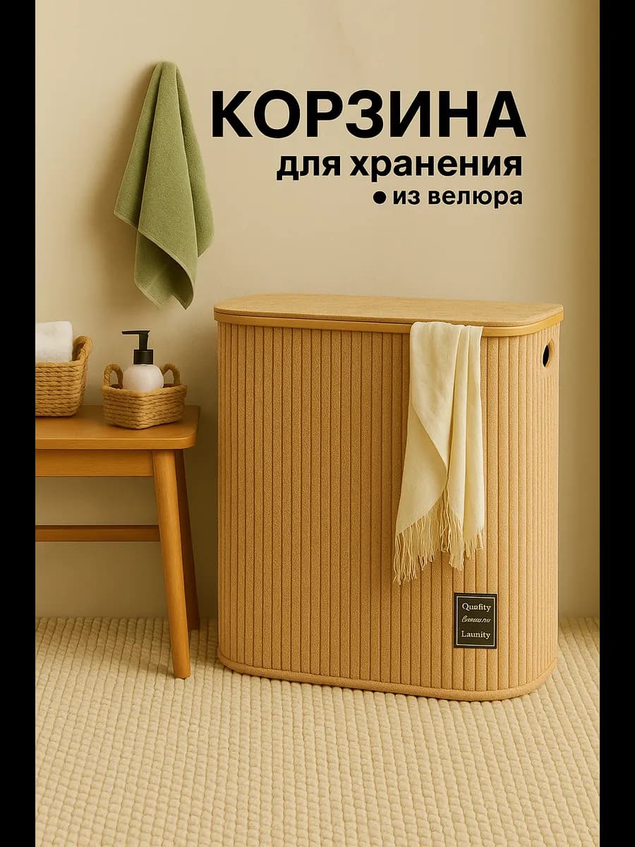 Корзина для белья и игрушек с крышкой - фото 1