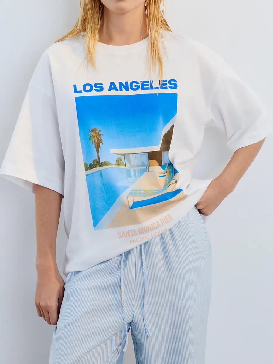 Футболка хлопковая с принтом - фото 1