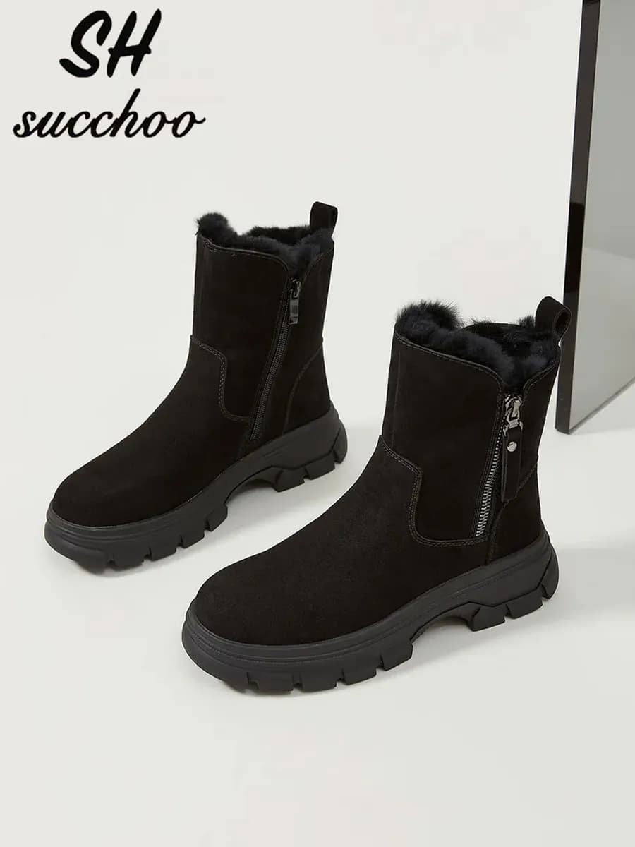 Ботинки женские зимние замшевые