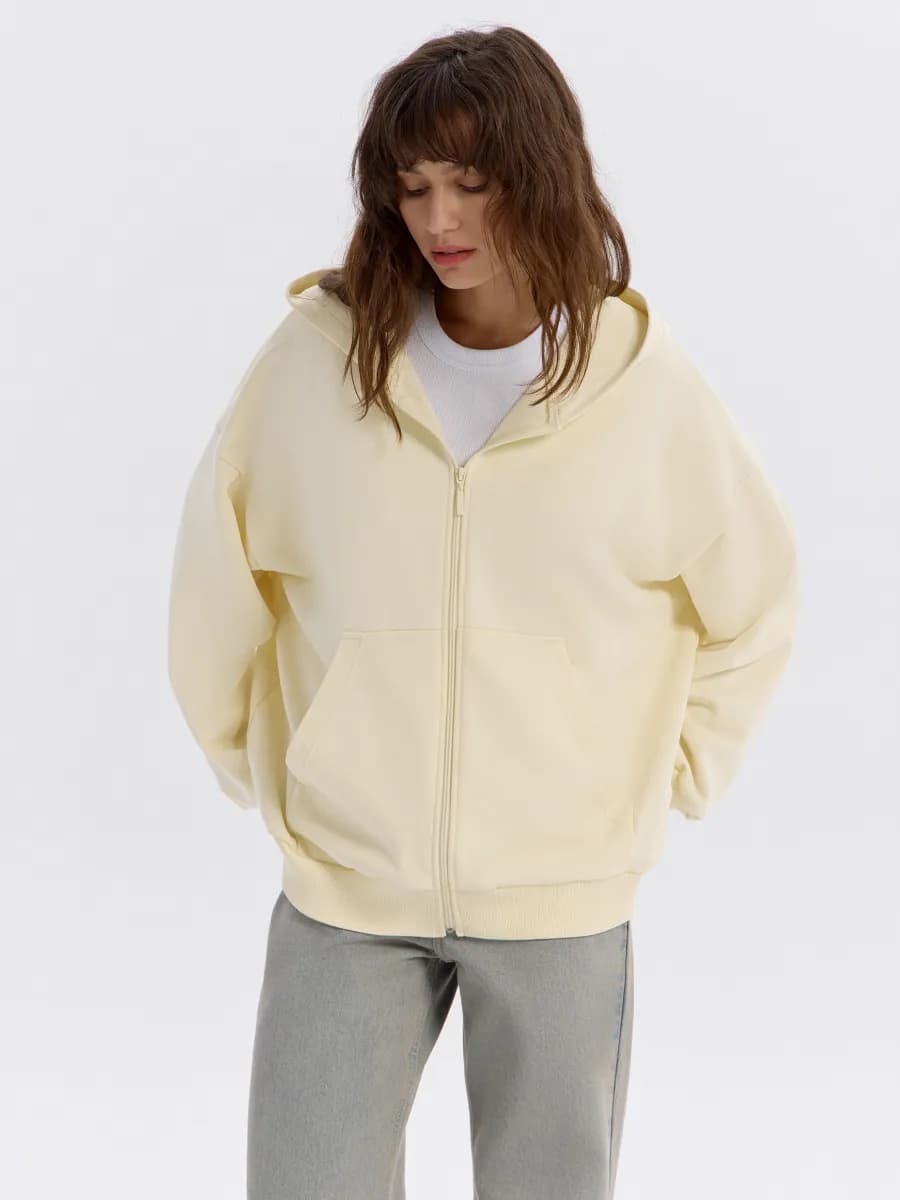 Зип худи оверсайз без начеса на молнии