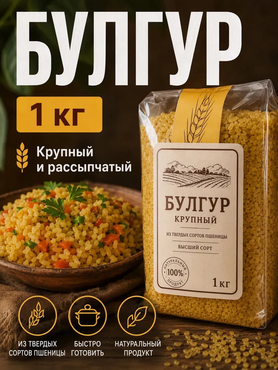 Крупа Булгур турецкий крупный 1кг Здоровое питание бакалея