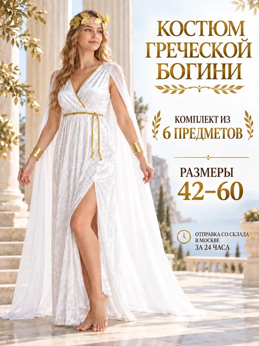 Костюм греческой богини белый с золотом