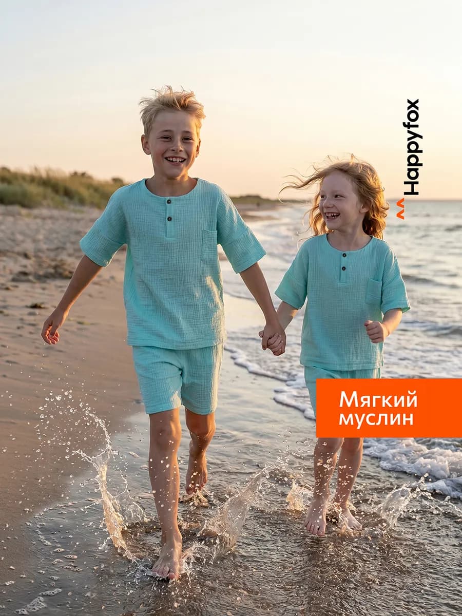 Костюм с шортами детский летний из муслина