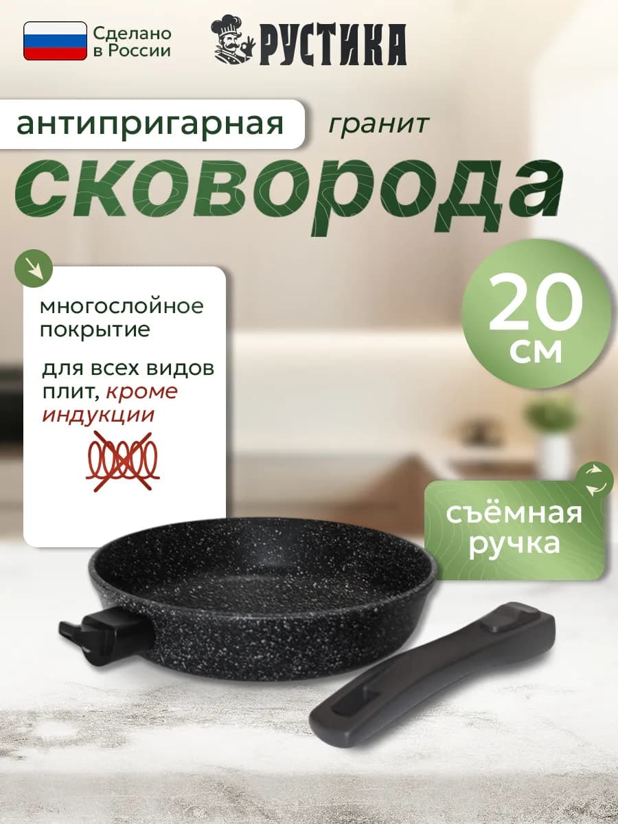 Сковорода антипригарная 20 см со съемной ручкой