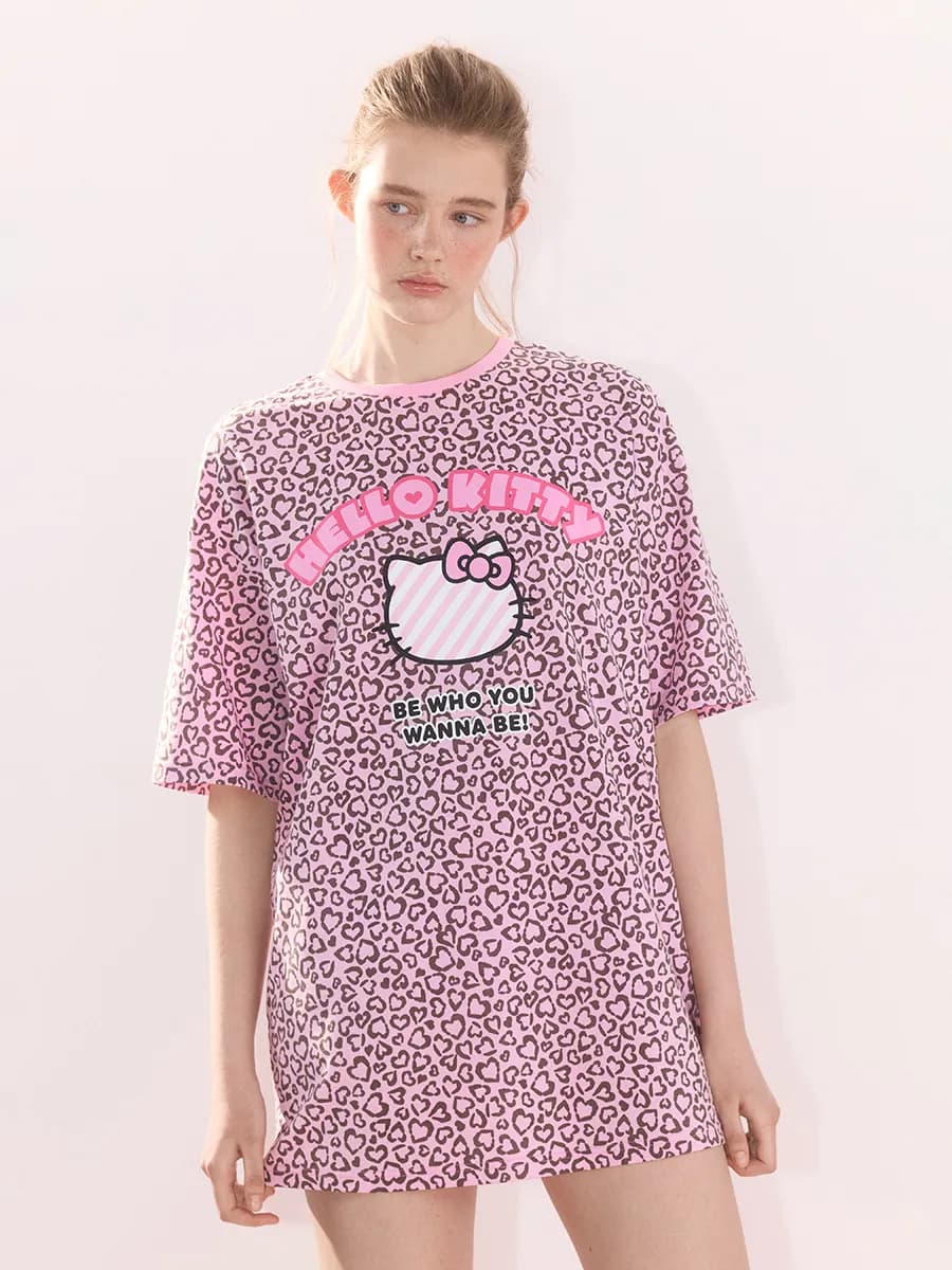 Платье-футболка домашнее с принтом Hello Kitty