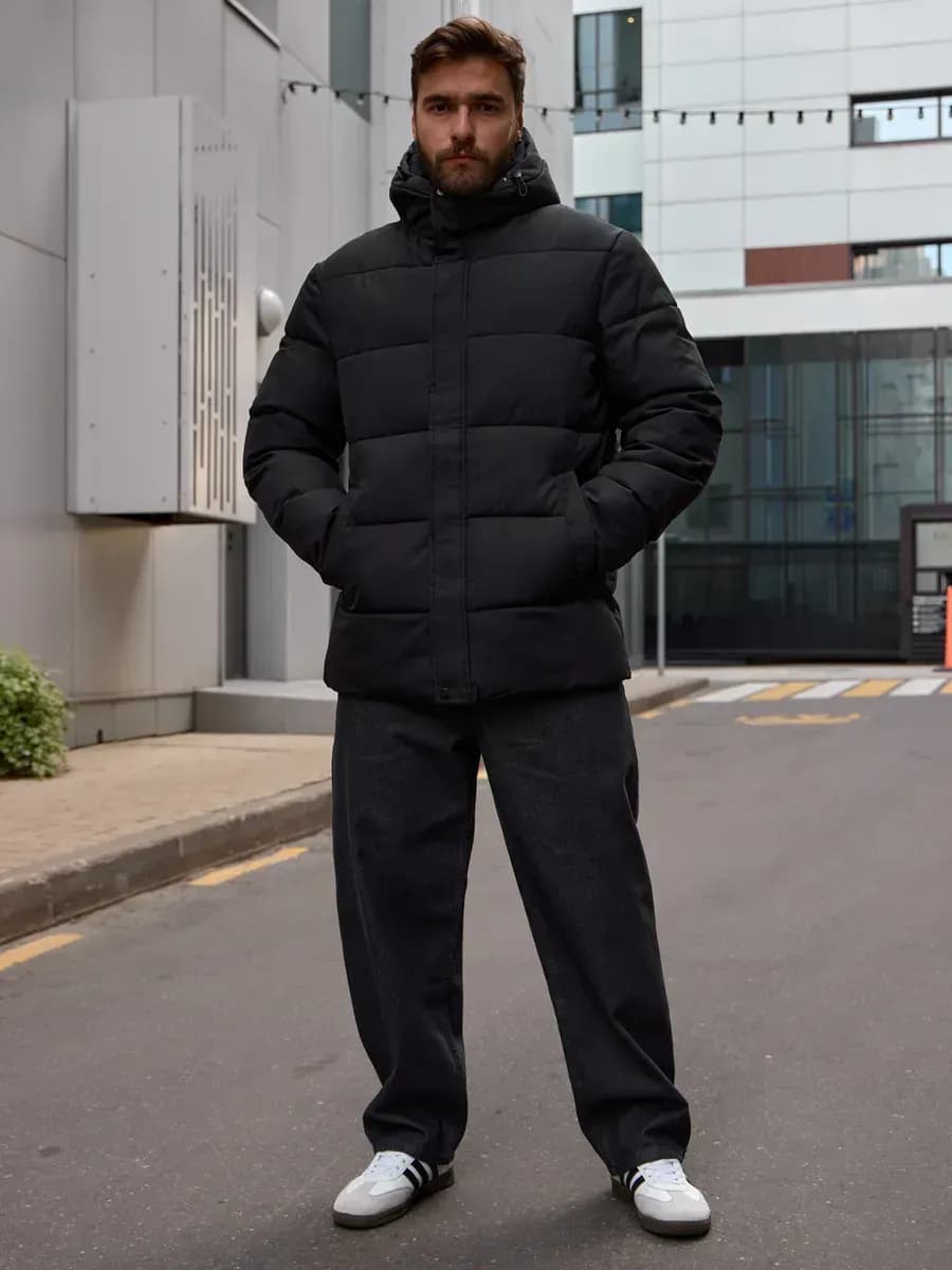 Куртка пуховик зимний с капюшоном на молнии