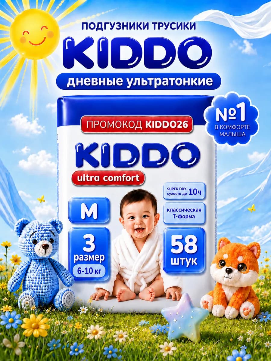 Подгузники трусики Ultra Comfort 3 размер M 6-10 кг 58 шт