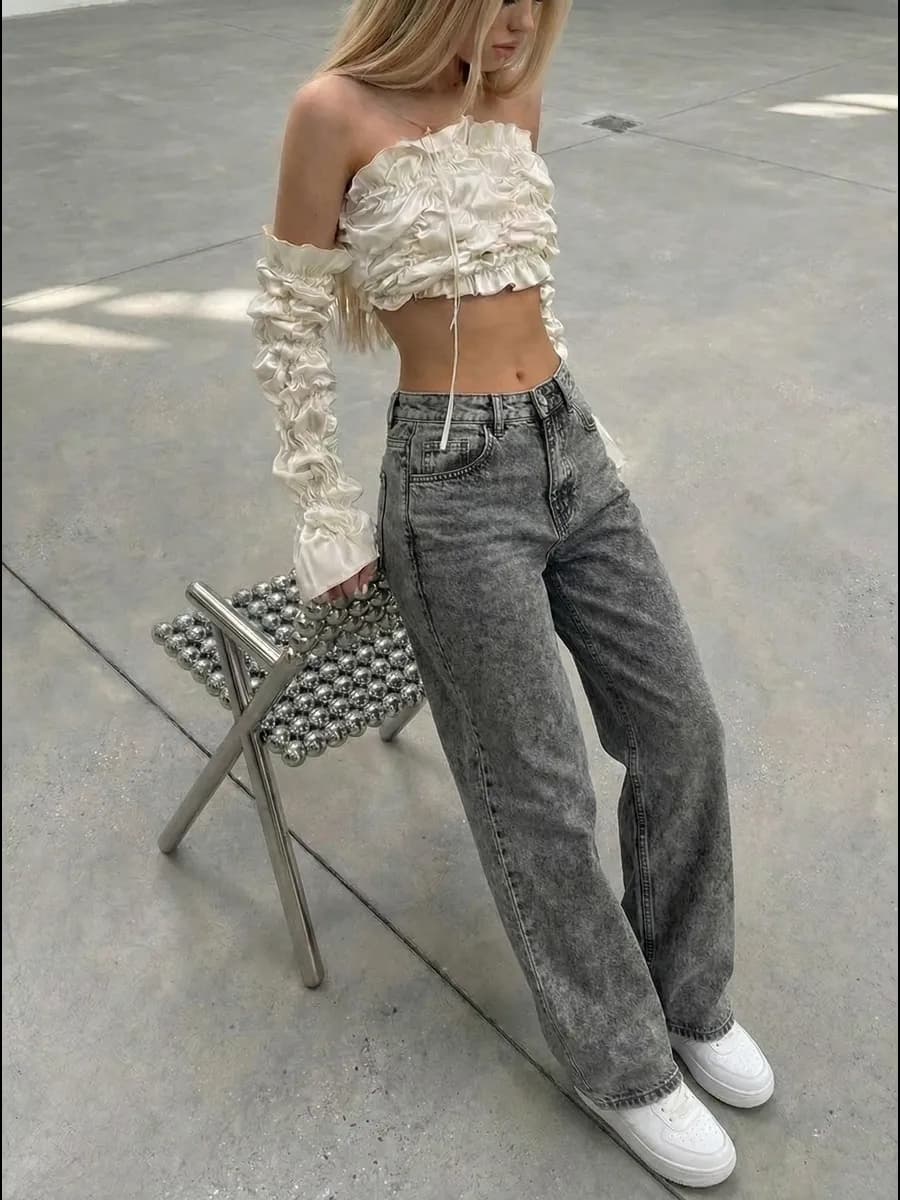 Джинсы широкие багги трубы